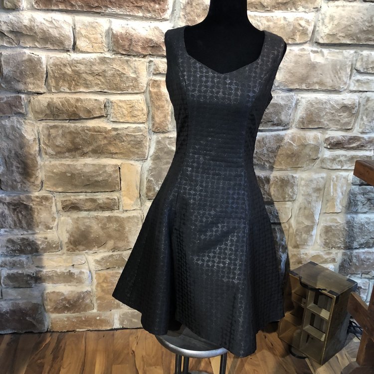 B Michael Black Metallic Polka Dot Dress, Size 2