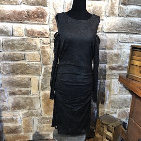 Laundry Black Lace Cold Shoulder Long Sleeve Dress, Size S