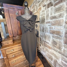 Taylor Black Ruffle Dress, Size 10
