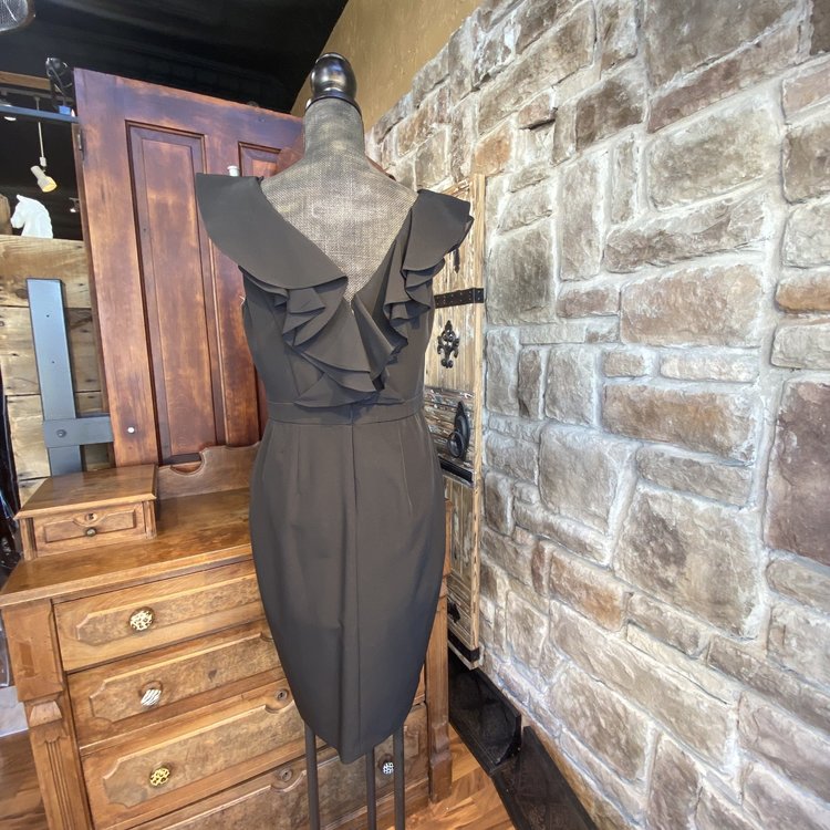 Taylor Black Ruffle Dress, Size 10