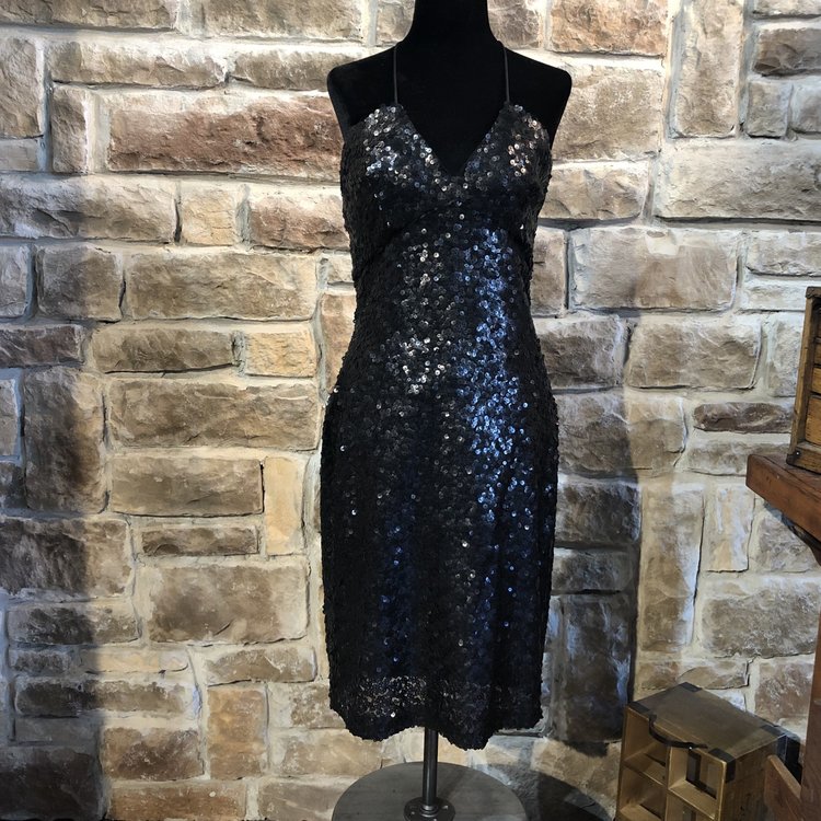 Ralph Lauren Black Sequin Dress, Size M