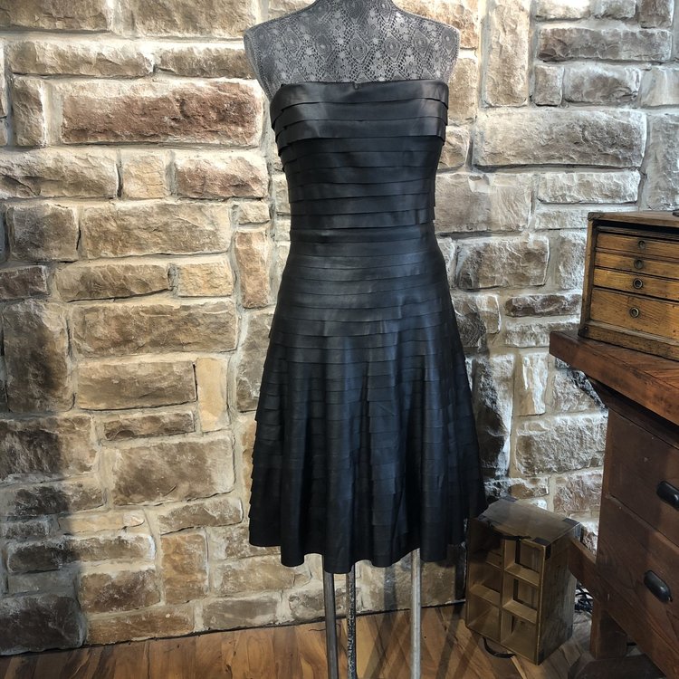 BCBG Max Azria Black Faux Leather Dress, Size 10