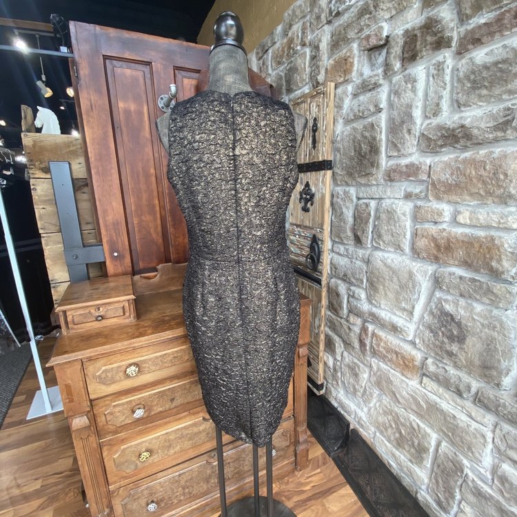 Ralph Lauren Black and Gold Textured Shimmer Dress, Size 10