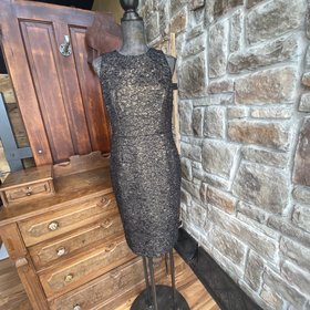 Ralph Lauren Black and Gold Textured Shimmer Dress, Size 10