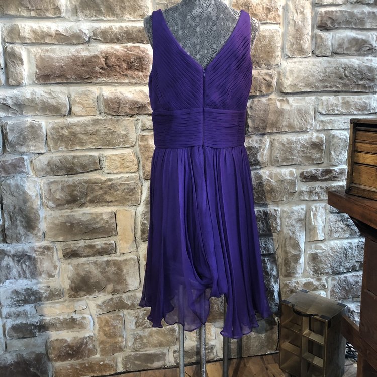 JS Collection Royal Purple Pleated Cocktail Dress, Size 14