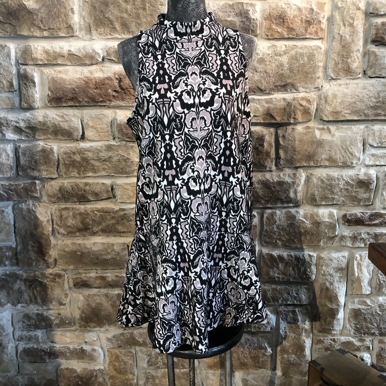 Free People Black Jacquard Mock Neck Dress, Size L
