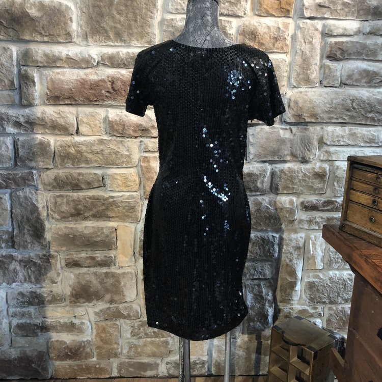 Blondie Nites Black Sequin Cocktail Dress, Size 14
