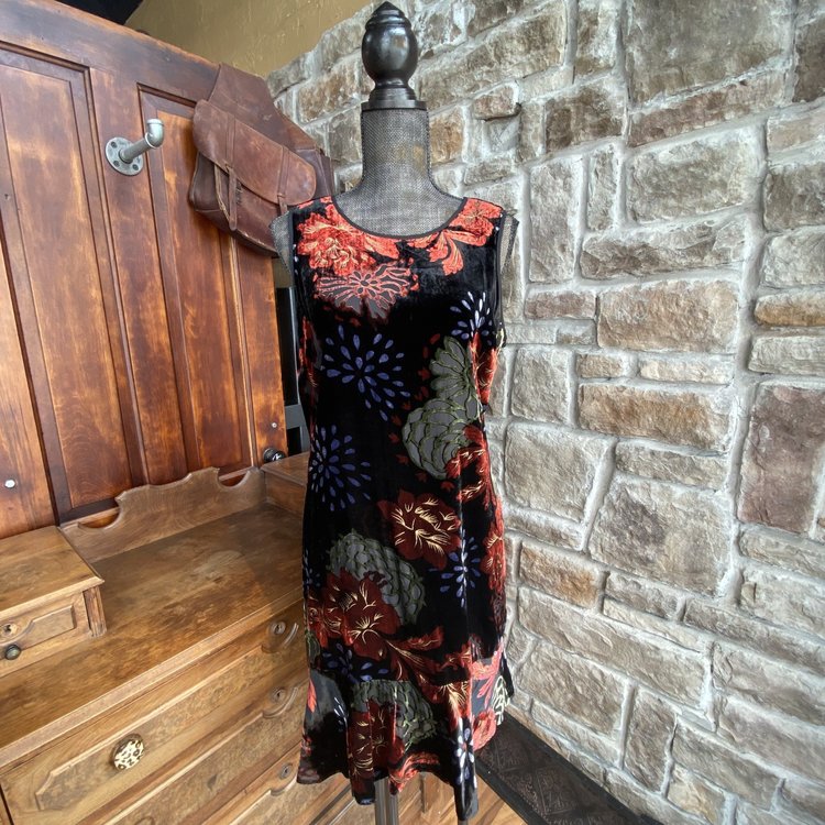 Band of Gypsies Velvet Floral Dress, Size L