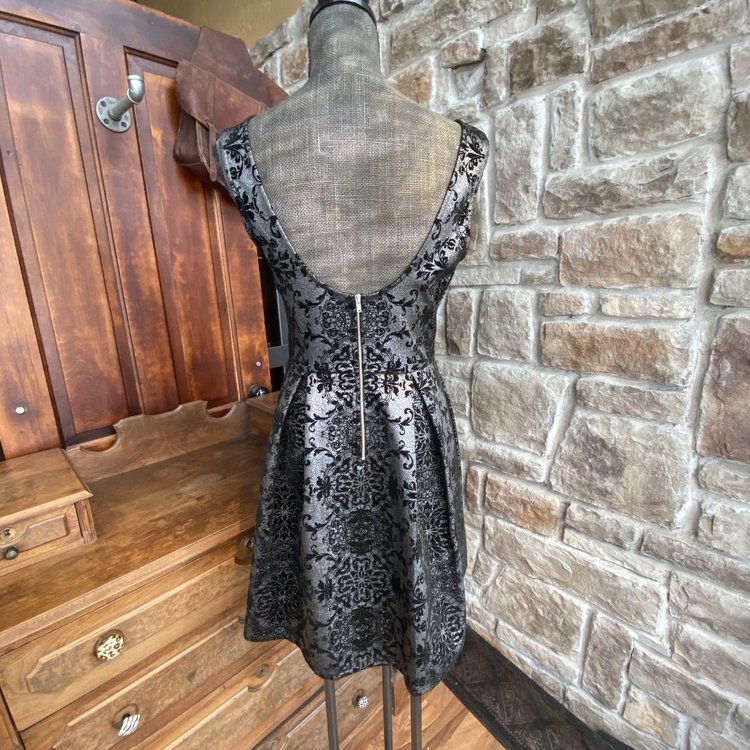 Aqua Embellished Black Cocktail Dress, Size L