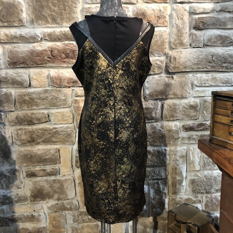 NY Collection Gold Splattered Dress, Size L
