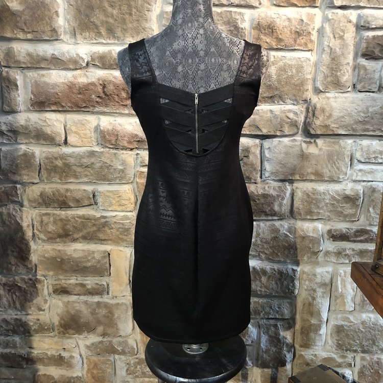 Material Girl Black Embossed Tank Dress, Size L