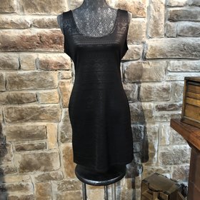 Material Girl Black Embossed Tank Dress, Size L