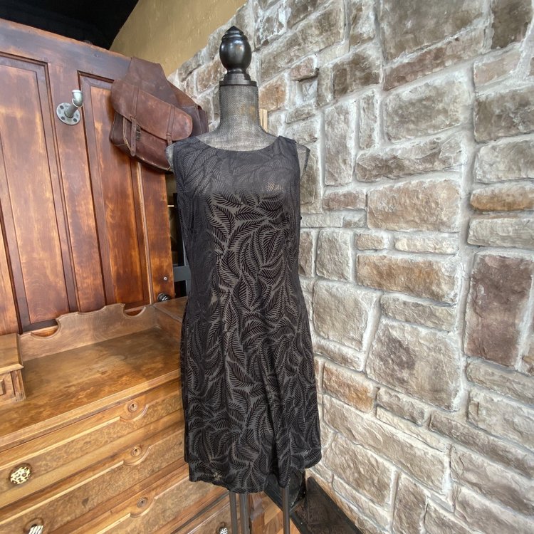 American Living Black Velvet Textured Sleeveless Dress, Size L