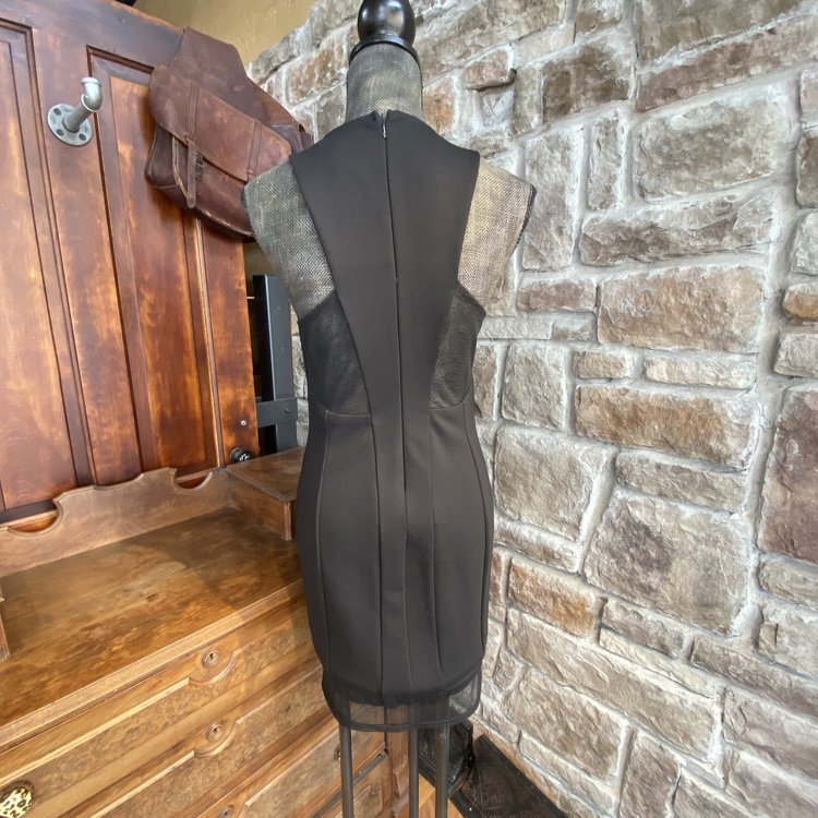 Lucy Paris Black Mesh Cutout Dress, Size L