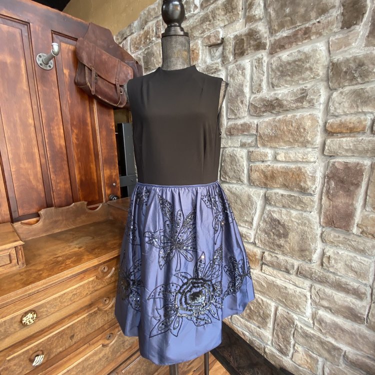 Adrianna Papell Black with Blue Embellished Skirt, Size L