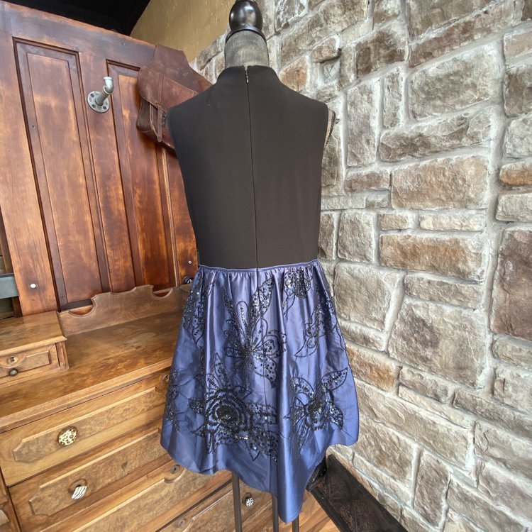 Adrianna Papell Black with Blue Embellished Skirt, Size L
