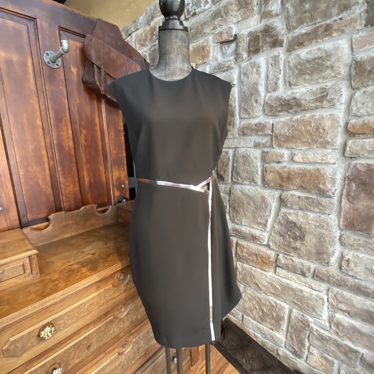 Halston Black Cutout Crepe Sheath Dress, Size 12