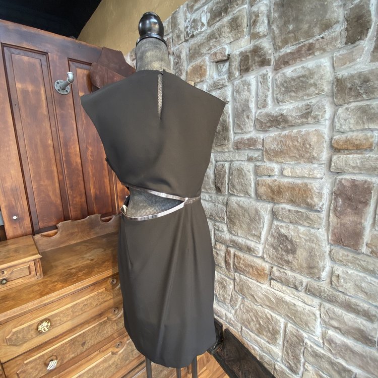 Halston Black Cutout Crepe Sheath Dress, Size 12