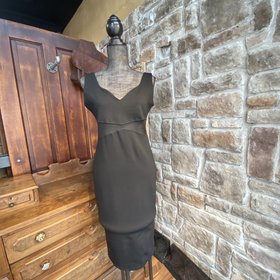 Olivaceous Black Double V Mesh Cocktail Dress, Size L