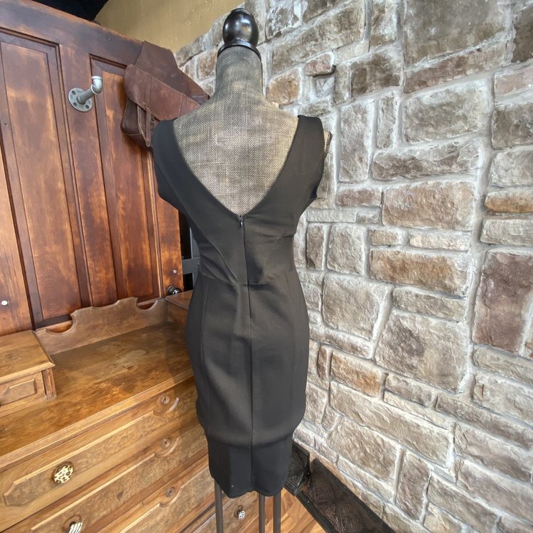 Olivaceous Black Double V Mesh Cocktail Dress, Size L