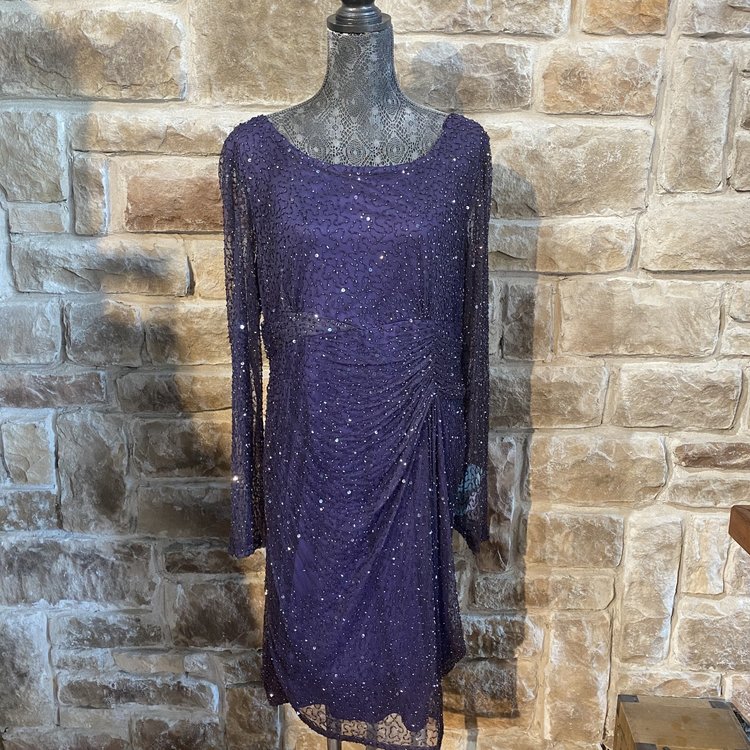 Patra Purple Beaded Dress, Size 18