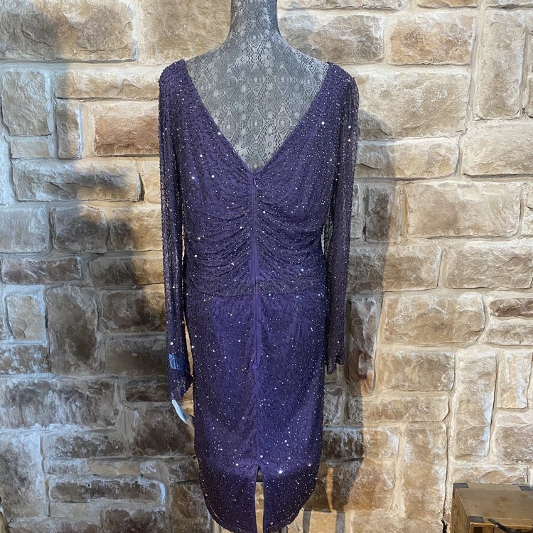 Patra Purple Beaded Dress, Size 18
