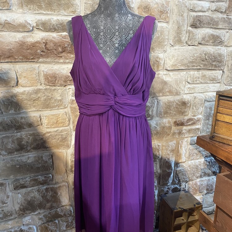 Donna Morgan Purple Ruched Chiffon Cocktail Dress, Size 16