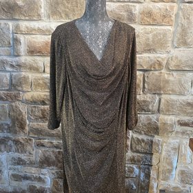 Tahari Black and Gold Lurex Dress, Size 18