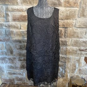 Patra Black Crochet Lace Cocktail Dress, 20W
