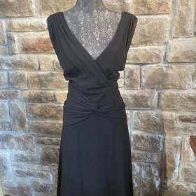 Tadashi Black Rusched Tea Dress, Size 20