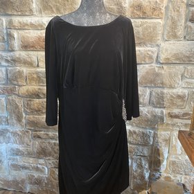 Alex Evenings Black Ruched  Velvet Dress, Size 20W