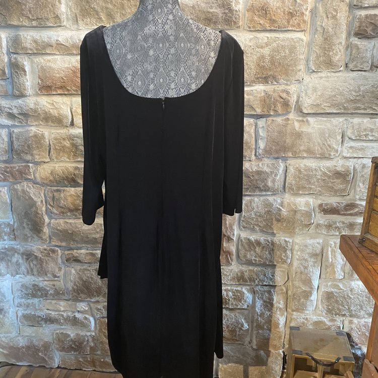Alex Evenings Black Ruched  Velvet Dress, Size 20W