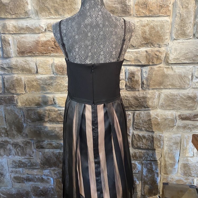 City Chic Black and Nude Striped Cocktail Dress, Size 16