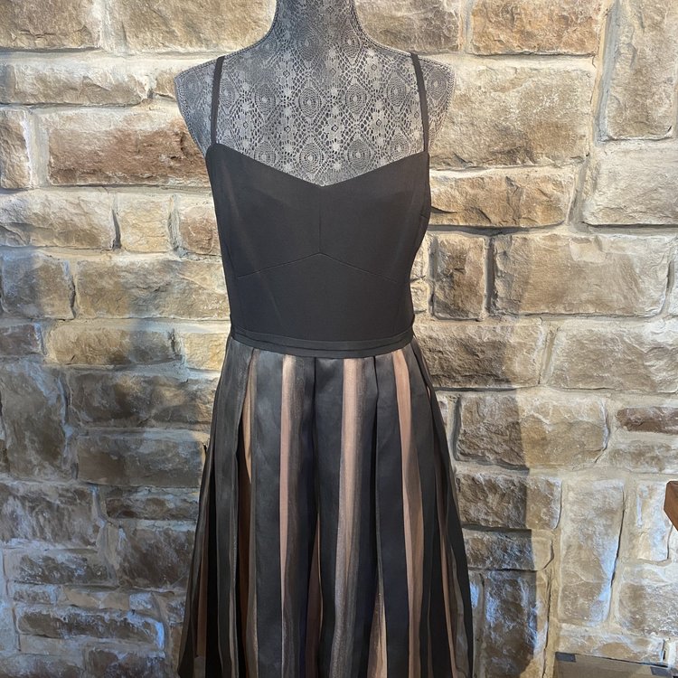 City Chic Black and Nude Striped Cocktail Dress, Size 16