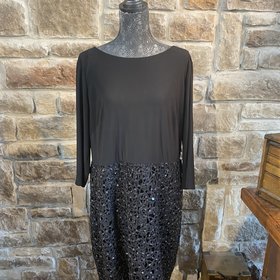 Adrianna Papell Black Beaded Dress, Size XL