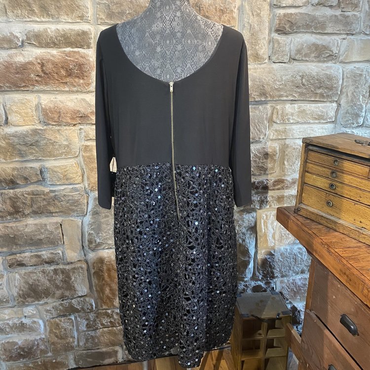 Adrianna Papell Black Beaded Dress, Size XL