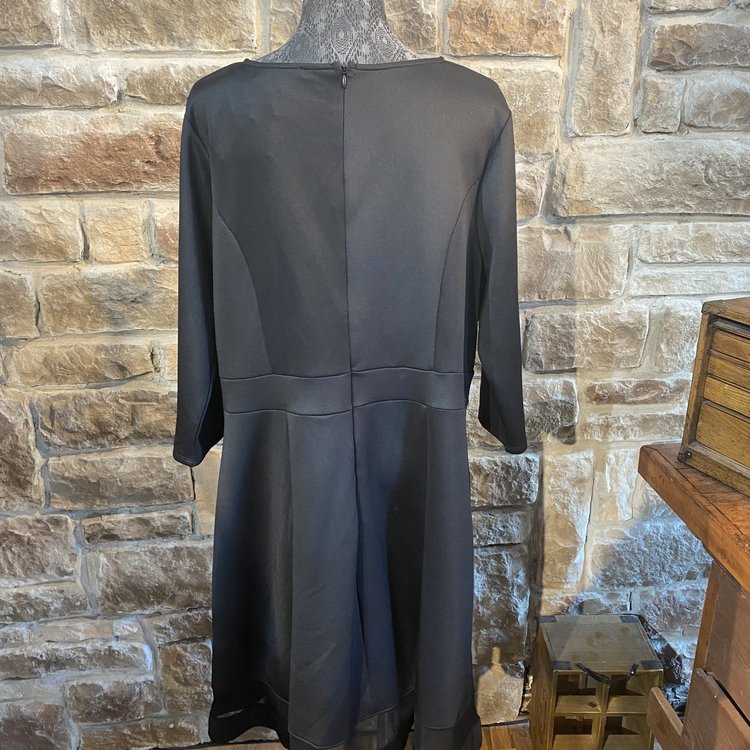 Love Squared Black Illusion A Line Party Dress, Size 2X