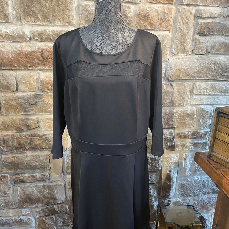 Love Squared Black Illusion A Line Party Dress, Size 2X