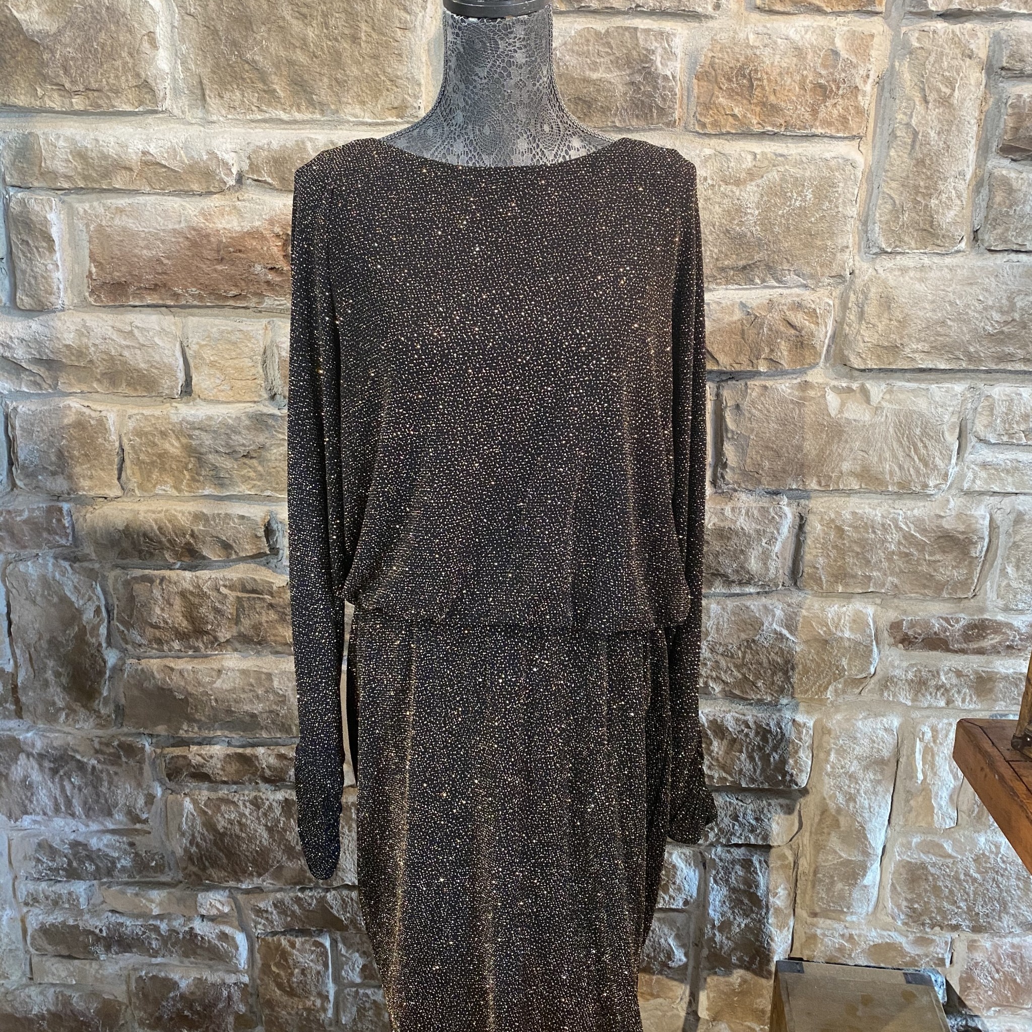 Metallic Blouson Dress, Size 16