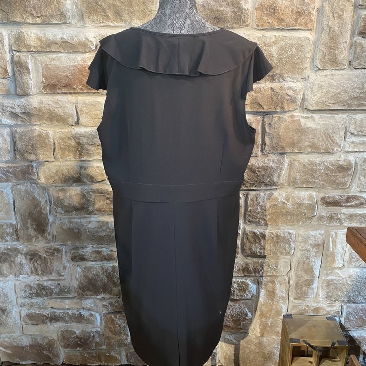 Spense Black Ruffled Sheath, Size 22W