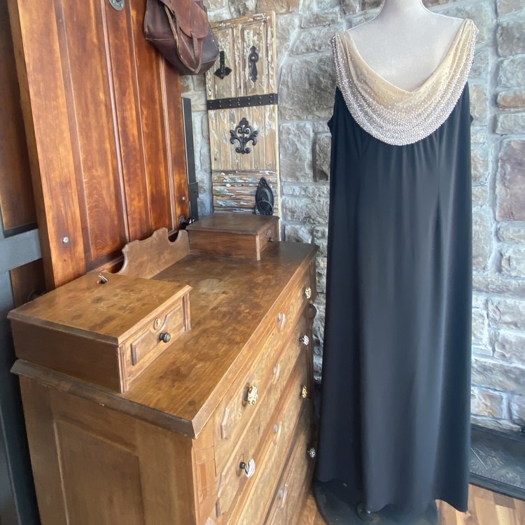 Betsy & Adam Black Drape Neck Gown, Size 22W