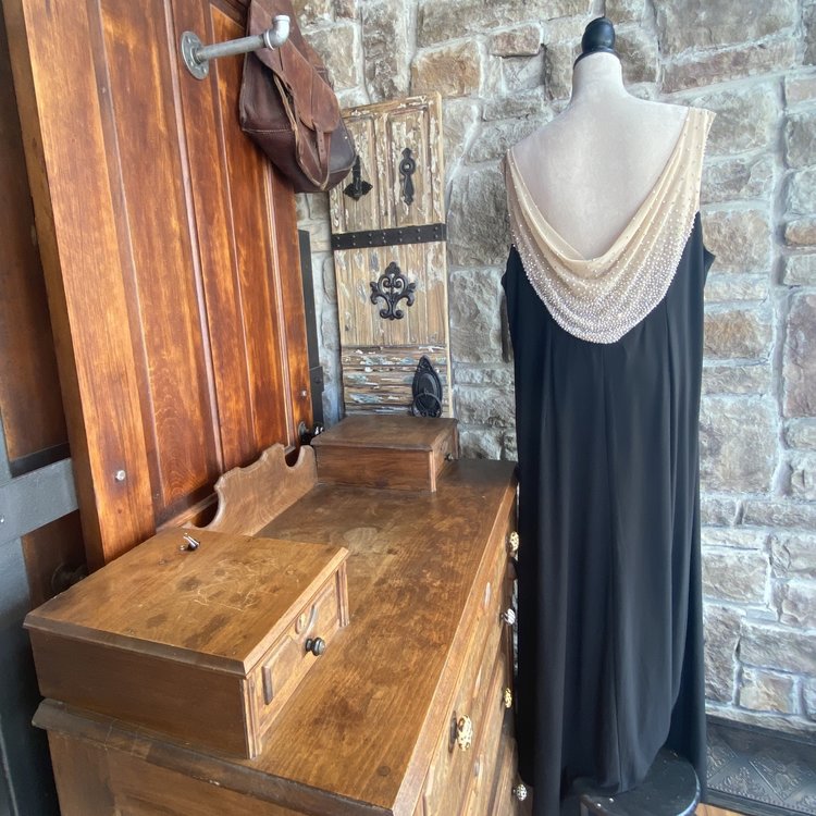 Betsy & Adam Black Drape Neck Gown, Size 22W