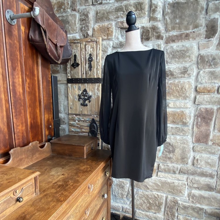 Black Dress with Bead & Sequin Shoulder, Size 2XL