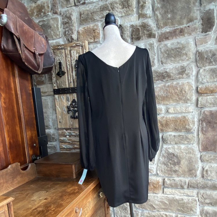 Black Dress with Bead & Sequin Shoulder, Size 2XL