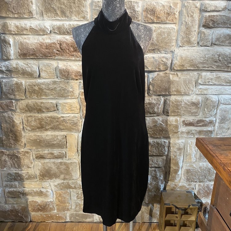 Ralph Lauren Black Velvet Halter Dress, Size 16