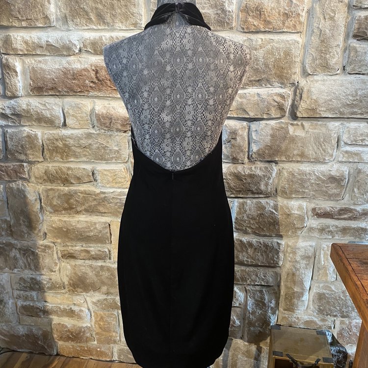 Ralph Lauren Black Velvet Halter Dress, Size 16