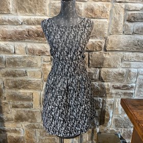 Kensie Black Geometric Fit and Flare Dress, Size XL