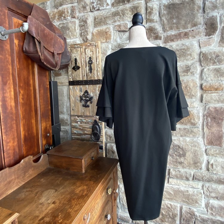 Ralph Lauren Black Bell Sleeve Shift Dress, Size XL