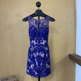 Jovani Blue Backless Sheath with Keyhole, Size 6