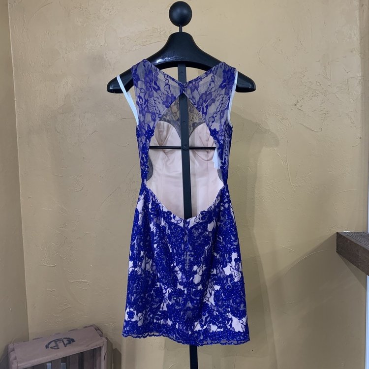 Jovani Blue Backless Sheath with Keyhole, Size 6